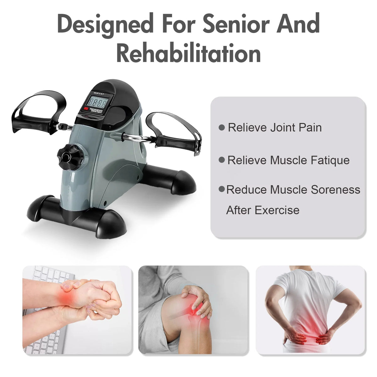 Motorized Under Desk Pedal Exerciser With Digital LCD Display