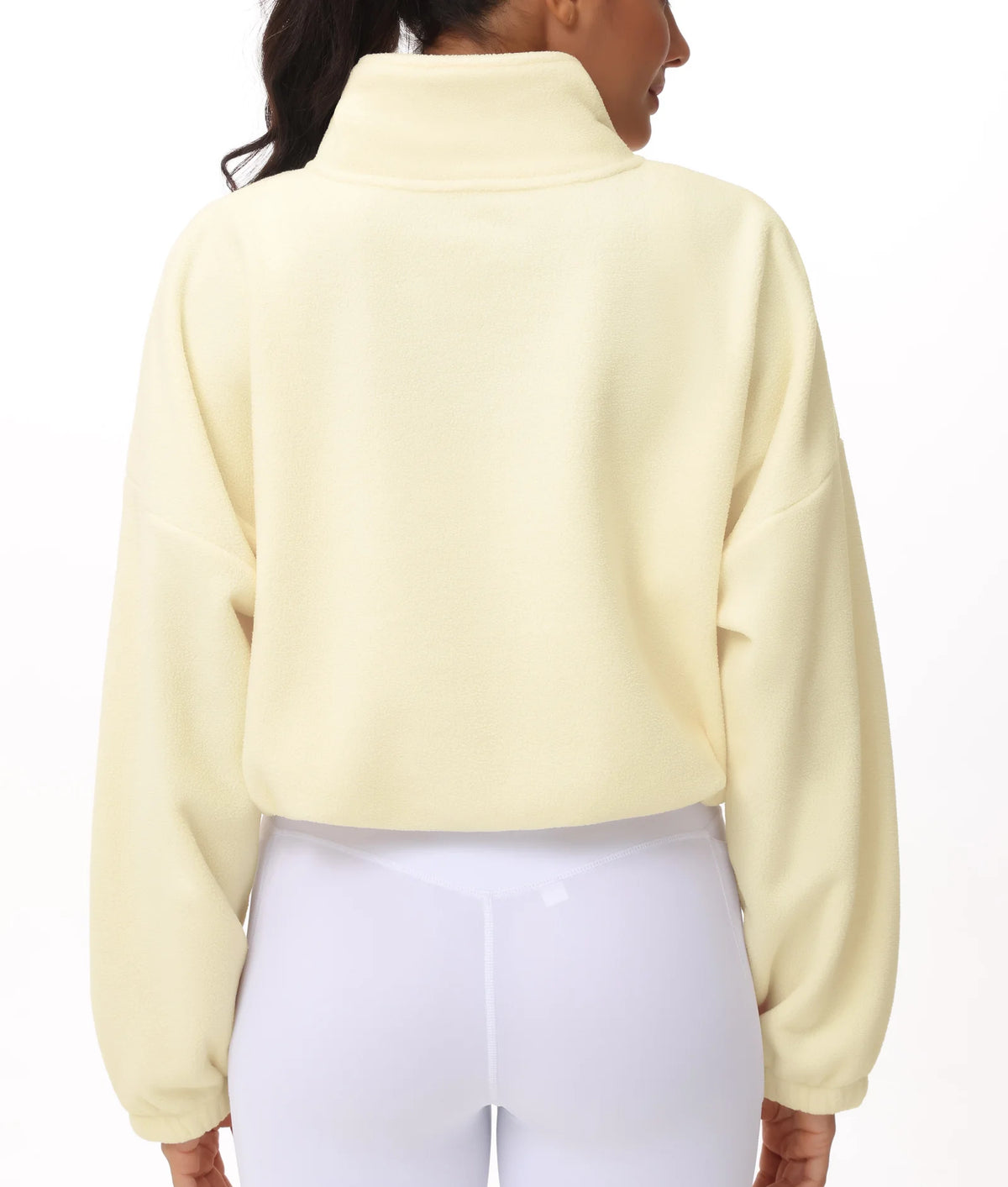 THE GYM PEOPLE Women's Half Zip Fleece Crop Workout Pullover