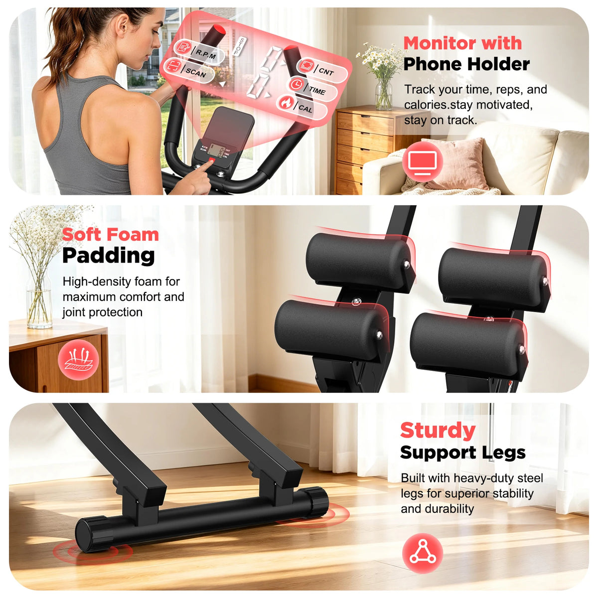 Foldable Dual Split Track Ab Machine With Adjustable Resistance
