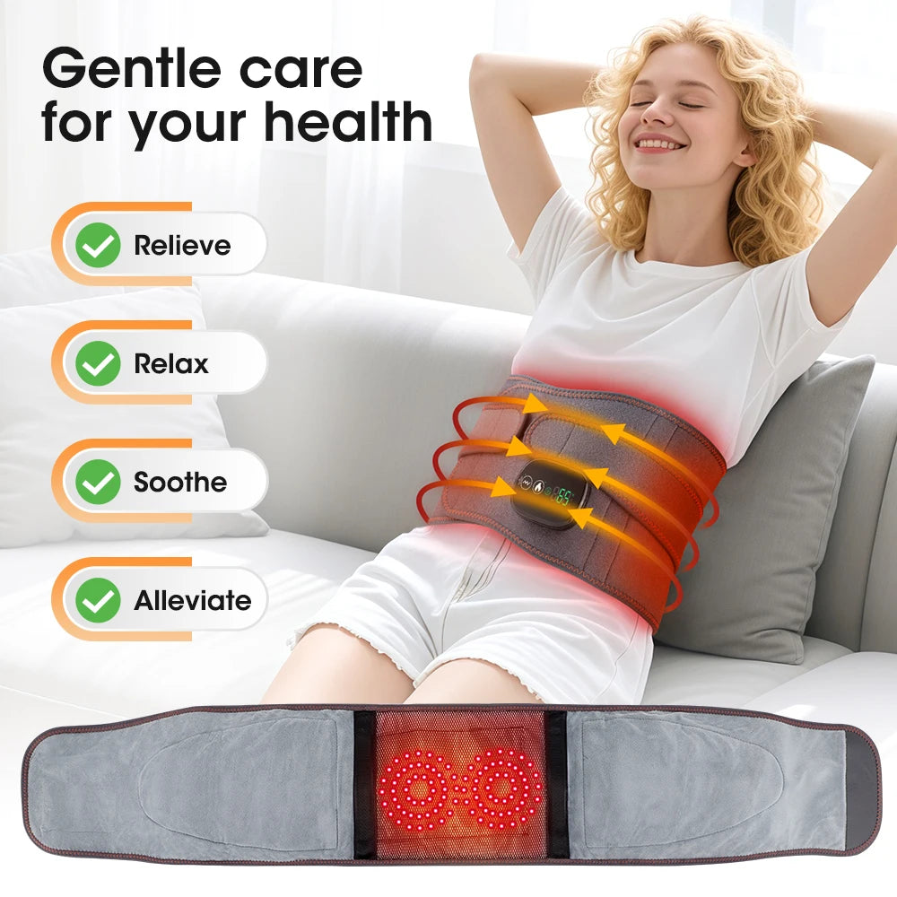 Agdoad Heated Vibration Waist Massager Belt With Red Light Therapy