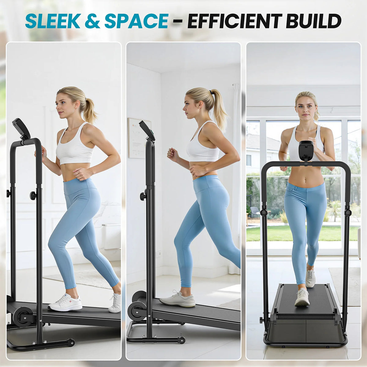 AKLUER Non Motorized Treadmill With Incline And LCD Monitor