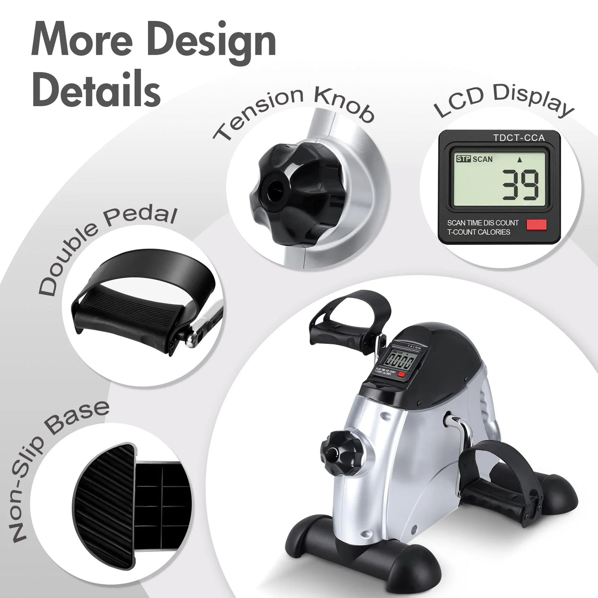 Motorized Under Desk Pedal Exerciser With Digital LCD Display