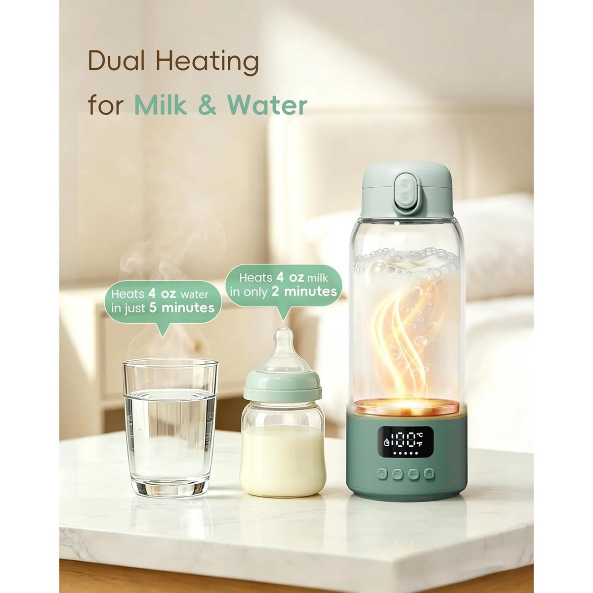 Portable USB Rechargeable Heating Thermos Cup With LED Display
