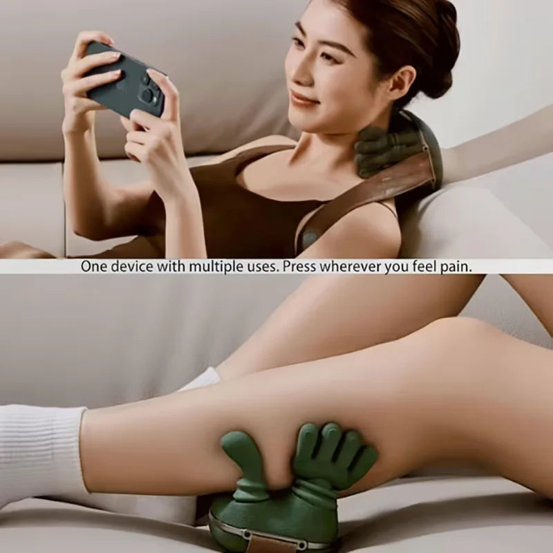 Portable Wireless Heated Neck And Shoulder Massager With Finger Massage