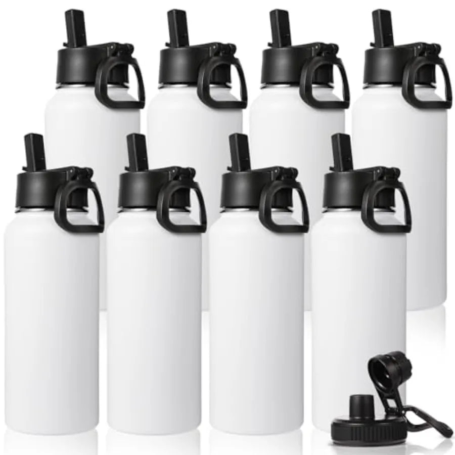 Insulated Stainless Steel Bottle With Straw And Spout Lids