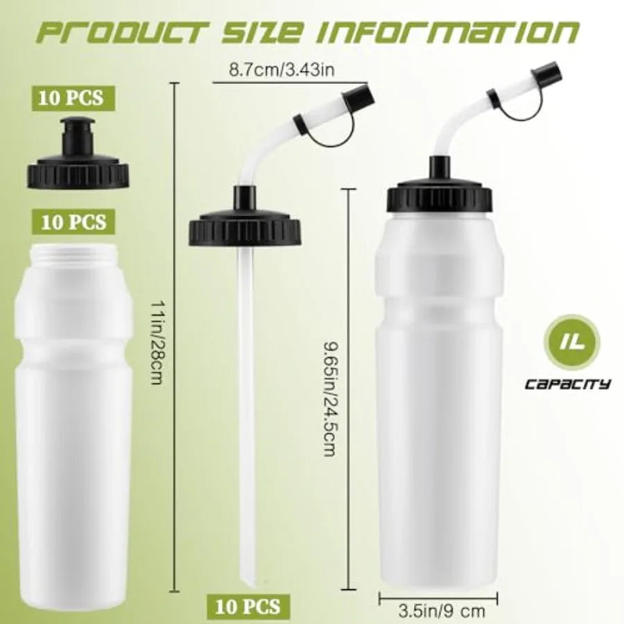 Sports Water Bottle With Straw And Two Squeeze Lids