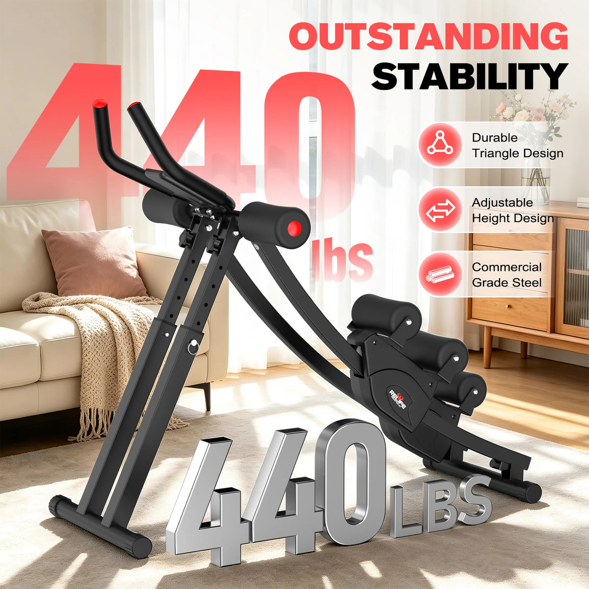 Foldable Dual Split Track Ab Machine With Adjustable Resistance