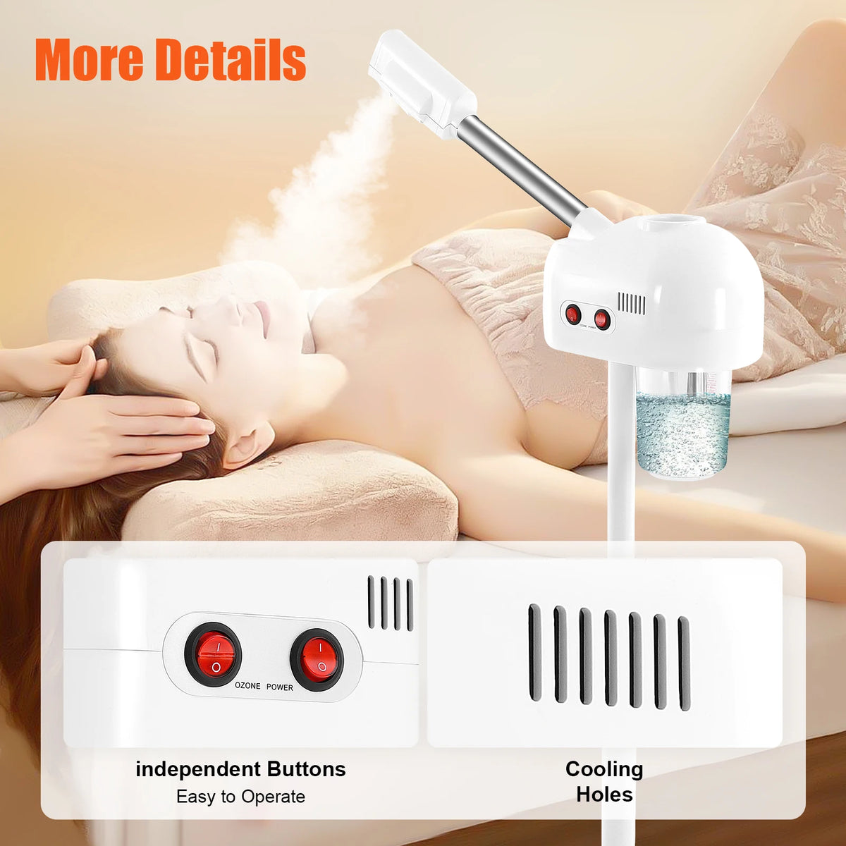 Adjustable Ozone Facial Steamer With Rotating Nozzle for Salons