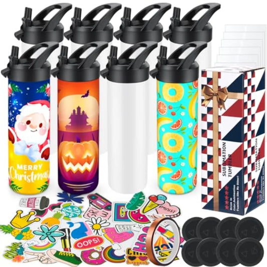 Triple Insulated Stainless Steel Sublimation Tumbler Set With Straw Lid