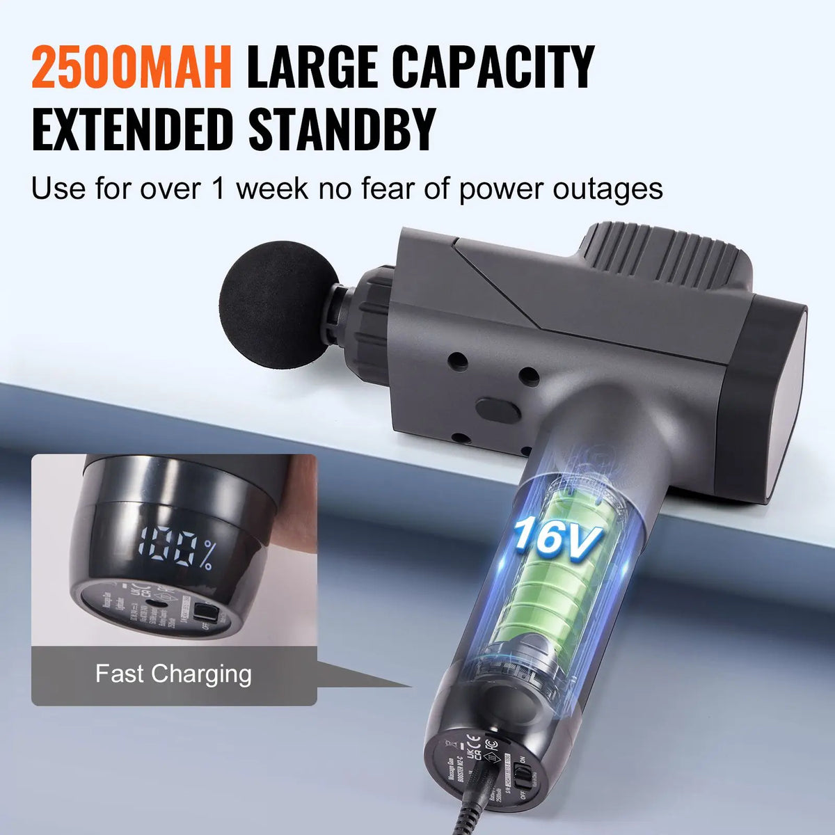 Percussion Massage Gun with Adjustable Speeds and Multiple Massage Heads