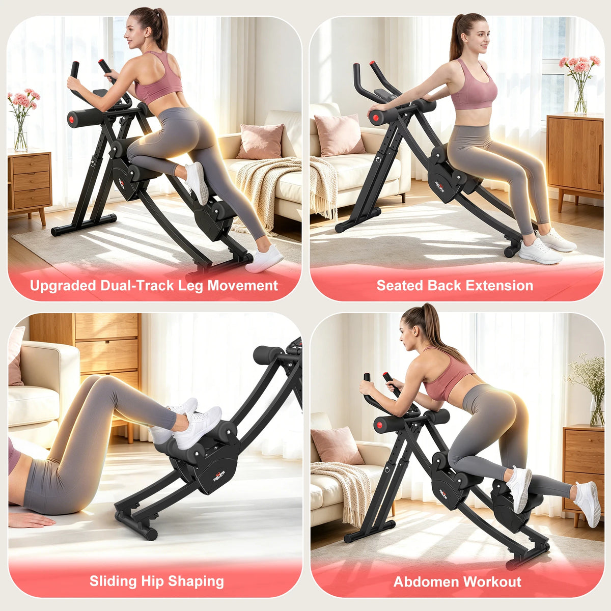 Foldable Dual Split Track Ab Machine With Adjustable Resistance