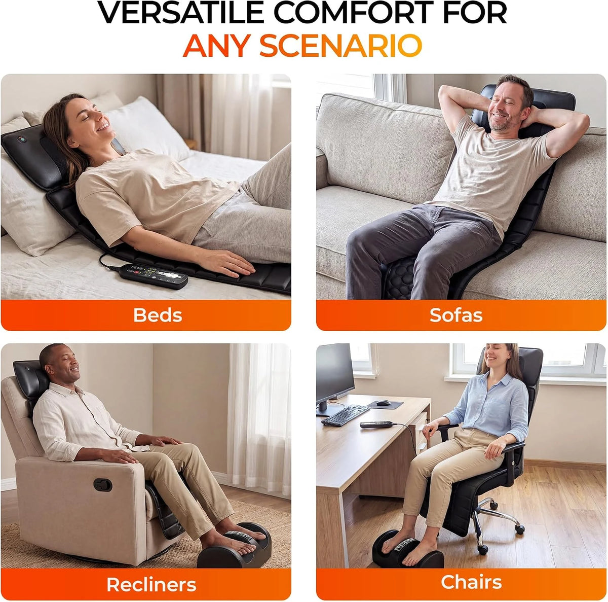 Full Body Heated Massage Mat With Vibration And Lumbar Support