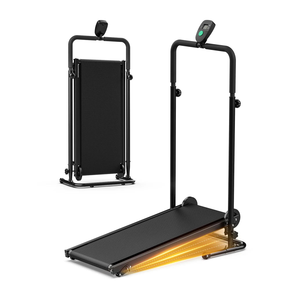 AKLUER Non Motorized Treadmill With Incline And LCD Monitor