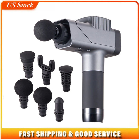 Percussion Massage Gun with Adjustable Speeds and Multiple Massage Heads