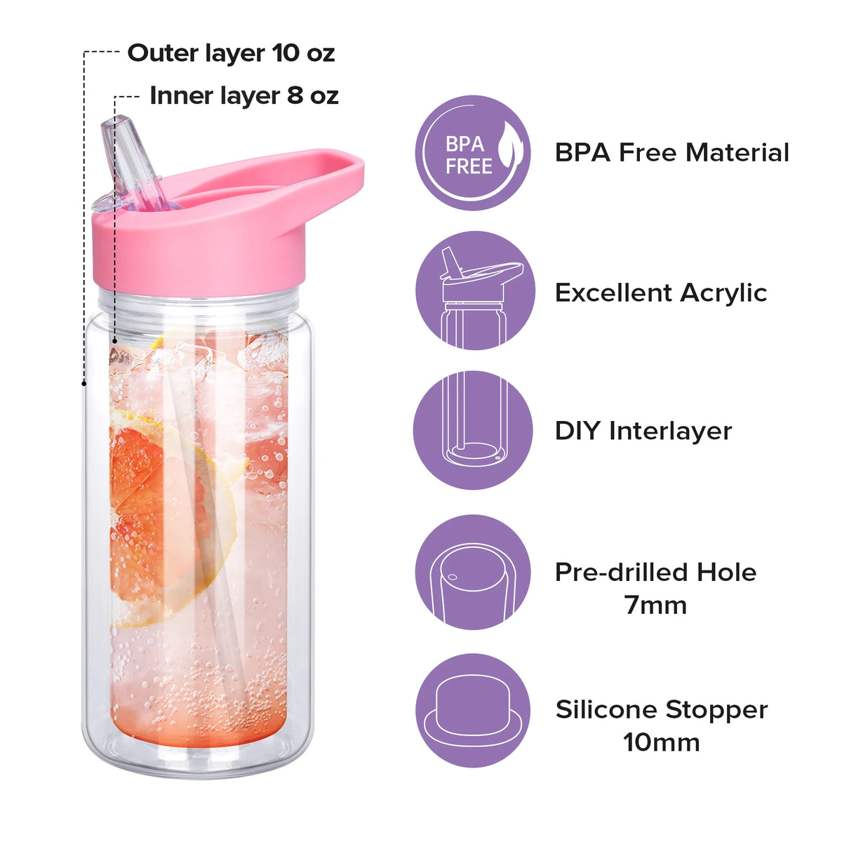 Double Wall Snow Globe Tumblers With Pre-Drilled Holes For Kids