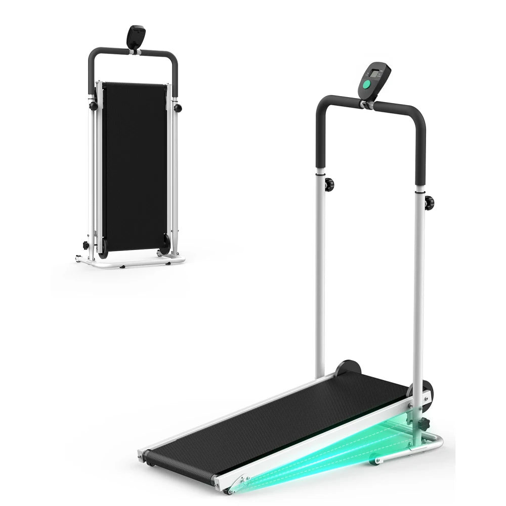 AKLUER Non Motorized Treadmill With Incline And LCD Monitor